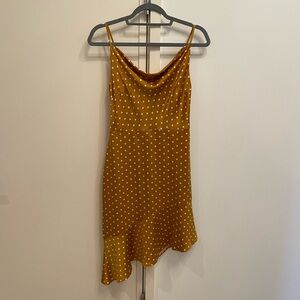 J.O.A yellow gold polka dot Slip dress PXS